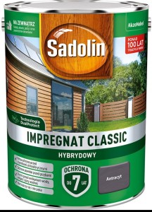 SADOLIN CLASSIC HYBRYDOWY- impregnat do drewna, antracyt, 4.5l