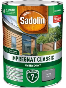 SADOLIN CLASSIC HYBRYDOWY- impregnat do drewna, ciemny szary, 4.5l