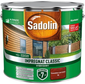 SADOLIN CLASSIC HYBRYDOWY- impregnat do drewna, czerwień szwedzka, 9 l