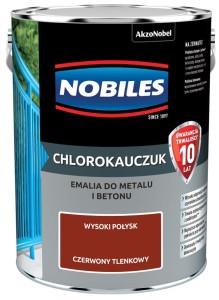 NOBILES CHLOROKAUCZUK- emalia do betonu i metalu, czerwona tlenkowa, 5 l