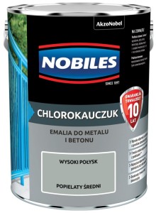 NOBILES CHLOROKAUCZUK- emalia do betonu i metalu, popielata średnia, 5 l