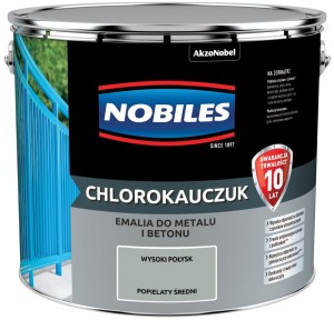 NOBILES CHLOROKAUCZUK- emalia do betonu i metalu, popielata średnia, 10 l