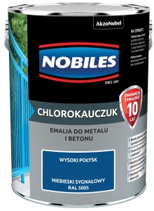 NOBILES CHLOROKAUCZUK- emalia beton-metal, niebieska sygnałowa, RAL 5005, 5 l