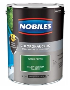 NOBILES CHLOROKAUCZUK- emalia do betonu i metalu, zielona liściasta RAL 6002, 5l