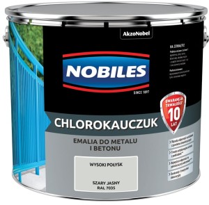 NOBILES CHLOROKAUCZUK- emalia do betonu i metalu, szara jasna RAL 7035, 10 l