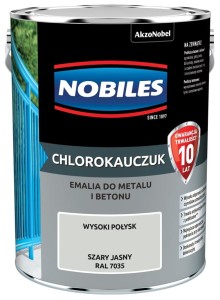 NOBILES CHLOROKAUCZUK- emalia do betonu i metalu, szara jasna RAL 7035, 5 l