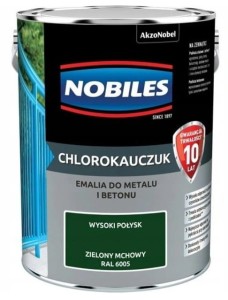 NOBILES CHLOROKAUCZUK- emalia do betonu i metalu, zielona mchowy RAL 6005, 5 l