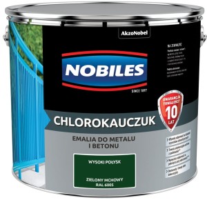 NOBILES CHLOROKAUCZUK- emalia do betonu i metalu, zielona mchowa RAL 6005, 10 l